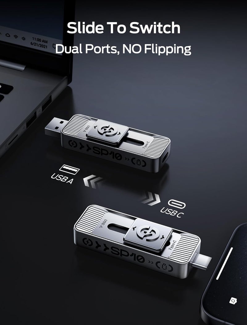 MOVESPEED 512GB High-Speed 1050MB/s Read Pro Solid State Drives - Dual Ports USB 3.2 +Type C for Mac iOS Android Creators & Photographers - Image 3